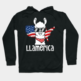 Llamerica 4th of July American Flag Funny Llama Hoodie